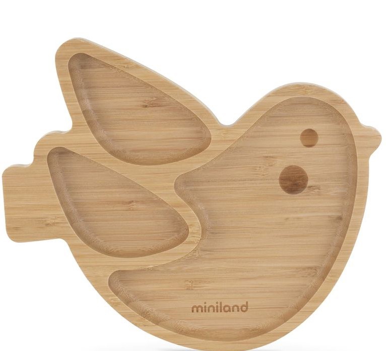 MINILAND Assiette plate en Bois avec ventouse CHICK FSC 100%