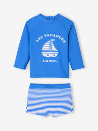 VERTBAUDET ENSEMBLE BAIN ANTI-UV BLEU 3MOIS
