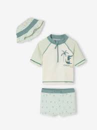 VERTBAUDET ENSEMBLE BAIN + BOB ANTI-UV MENTHE 6MOIS