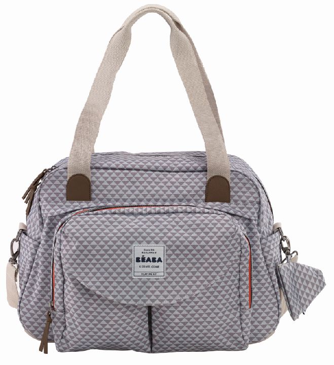 BEABA SAC A LANGER GENEVE II  &quot;PLAY PRINT&quot; (Grey /coral)