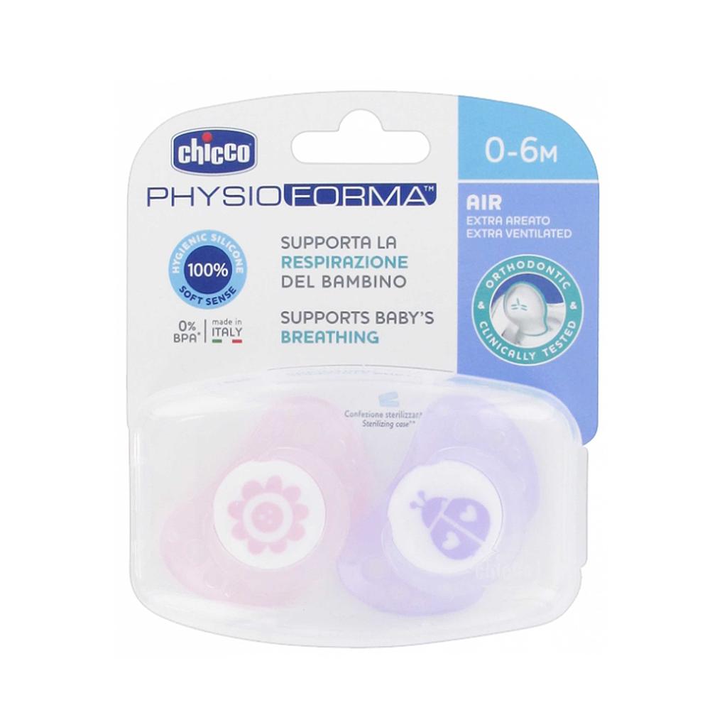 CHICCO 2 SUCETTES PHYSIO AIR SILICINE 0-6 MOIS FILLE