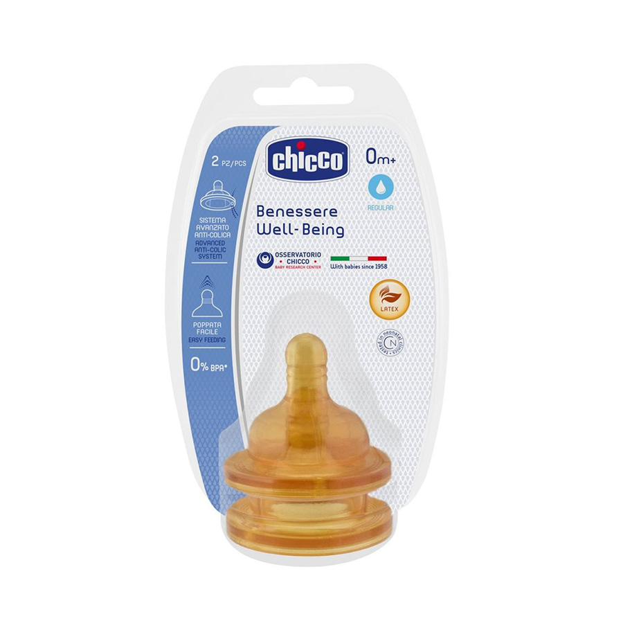 CHICCO 2 TETINES LATEX REGULAR 0M+
